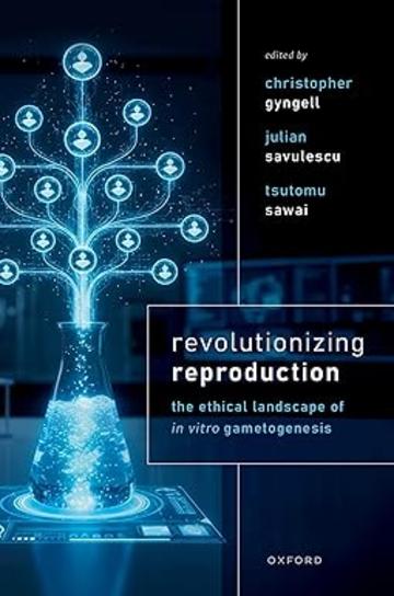 blue coloured image of a test tube and family tree representing in vitro gametogenesis