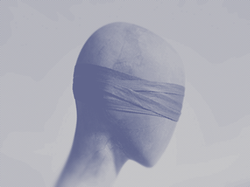 colorized image of a blindfolded mannequin