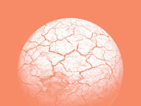 Seen from space a planet suffering from drought, dry and cracking, with no life