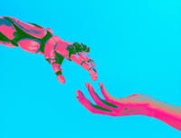 Human body scan on blue background
