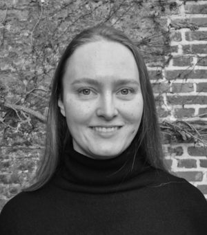 Black and white photo of Jess Lawrence