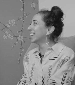 Black and white photo of Andrea Malouf