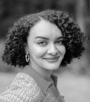 Black and white photo of Keeya-Lee Ayre