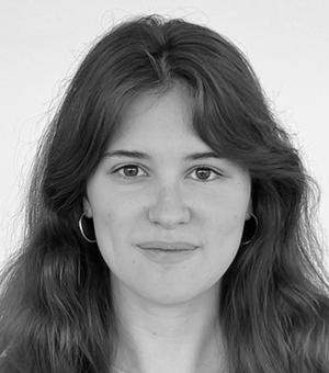 Black and white photo headshot of Lucía Garzón